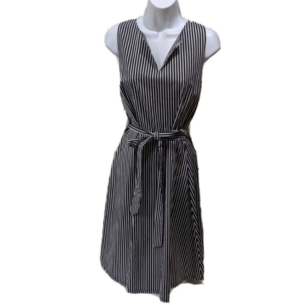 NWT LOFT Black White Striped Dress sz 6 - Picture 10 of 10